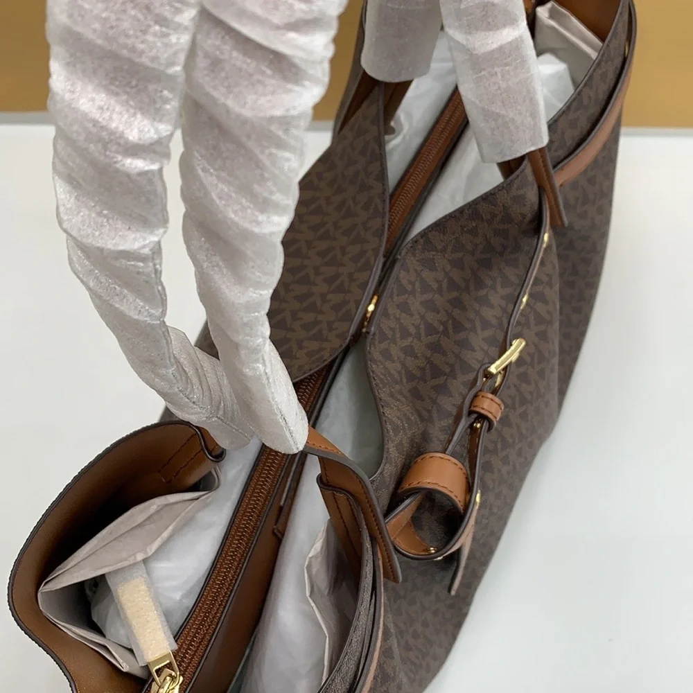 MICHAEL KORS Emilia Large Logo Tote Shoulder Bag COLOR BROWN NWT